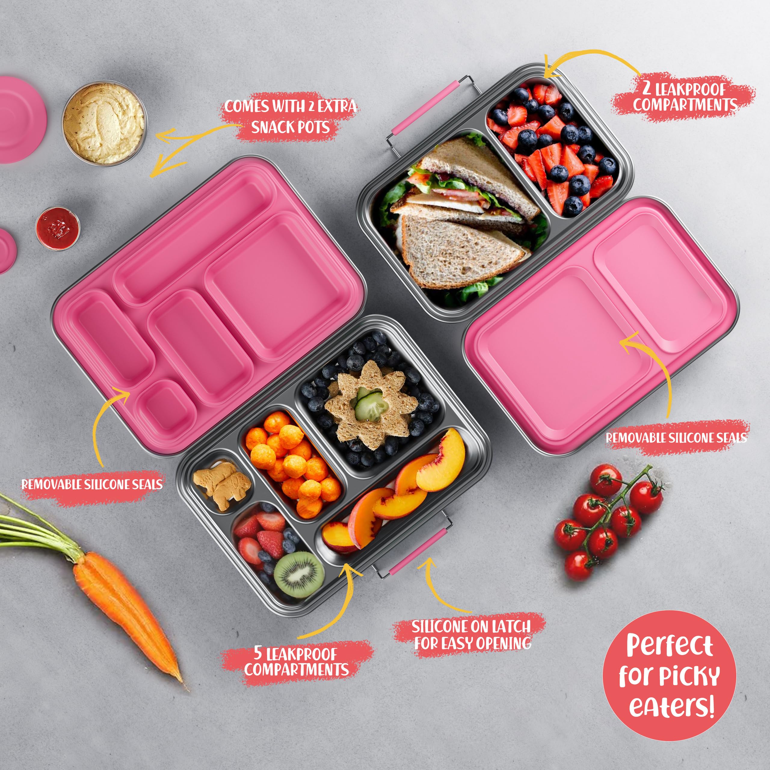 AOHEA 高品質ステンレス製弁当箱 ピンク ¥18.235最終お値下げ Amazon | AOHEA ステンレススチール製ランチボックス 子供用 漏れ防止